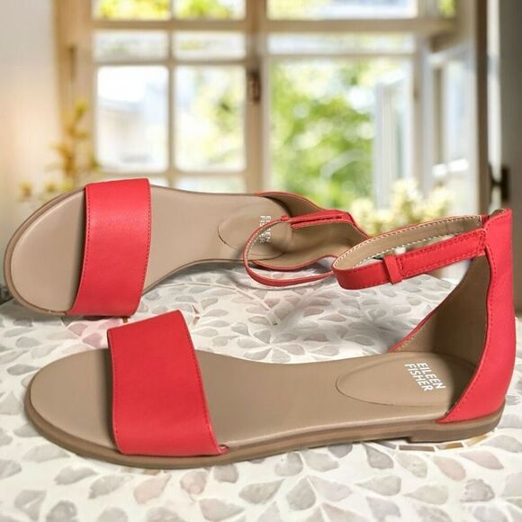 Eileen Fisher $139 Z4062* Razz Ankle Strap Sandal Watermelon Women's - Picture 12 of 16